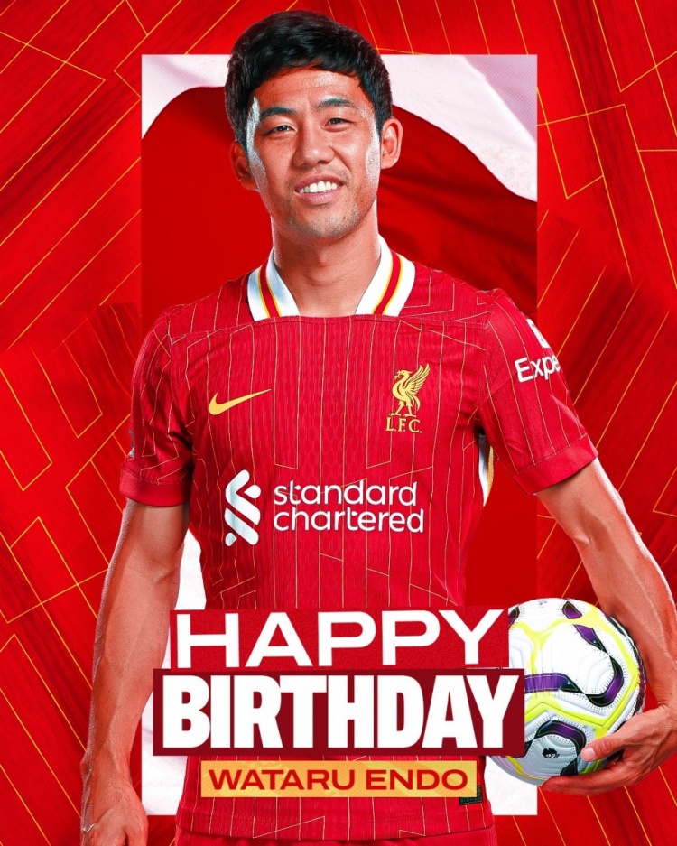  利物浦祝遠(yuǎn)藤航32歲生日快樂(lè)，球員加盟紅軍至今出戰(zhàn)62場(chǎng)比賽