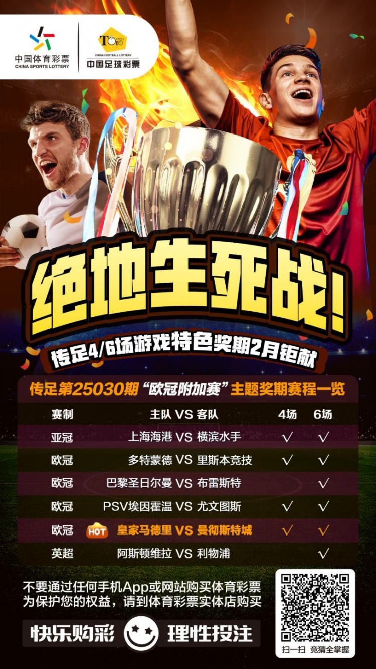  絕地生死戰(zhàn)！傳足特色獎期第25030期聚焦歐冠附加賽