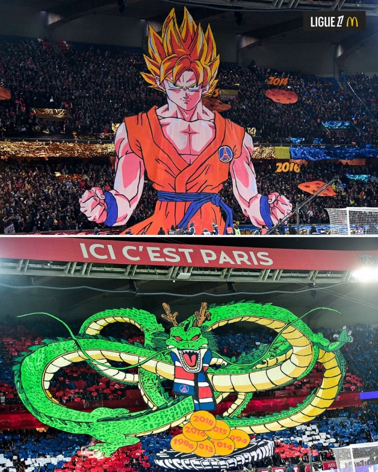  逝世一周年，法甲官推曬昔日巴黎主場龍珠TIFO：鳥山明經(jīng)典永存